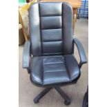 A leather upholstered office chair