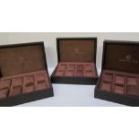 Three brown leather Constantin Weiss watch display / storage boxes