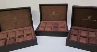 Three brown leather Constantin Weiss watch display / storage boxes