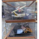 Two display cabinets containing model aeroplanes CONDITION REPORT: Airfix type