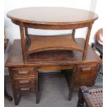 A 20th century oak desk 114cm wide x 68.5cm deep x 72.