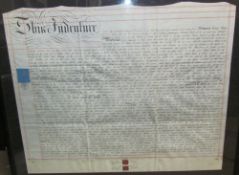 A framed indenture dated 1875,