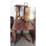 A 19th century mahogany tripod table together with an elm seated stool,
