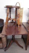 A 19th century mahogany tripod table together with an elm seated stool,