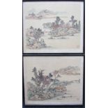 A pair of Chinese silkwork pictures of landscape scenes
