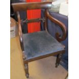 A Regency mahogany elbow chair