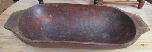 A treen twin handled bowl of rectangular form