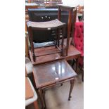 A 19th century and later mahogany coffee table together with a wicker topped stool,