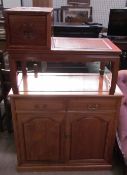 A Chinese hardwood telephone table together with a Chinese hardwood side cabinet