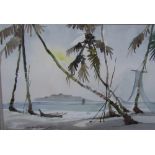 Neo Teong Beng Beach scene Watercolour Together with a collection of prints