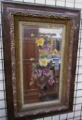 An Edwardian floral painted wall mirror together with other painted mirror,