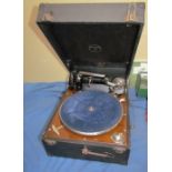 A Columbia leatherette table top gramophone