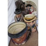 A Royal Doulton Winston Churchill Toby jug together with Beswick character jug,