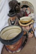 A Royal Doulton Winston Churchill Toby jug together with Beswick character jug,