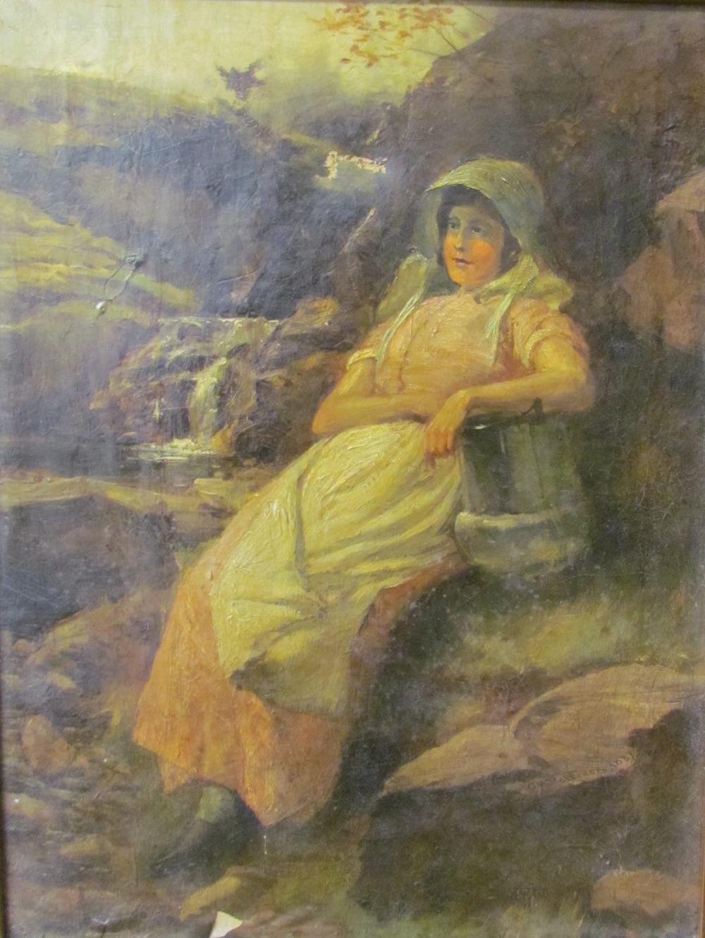 19th century British School A milkmaid Oil on canvas