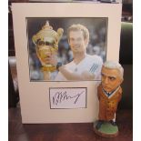 A signed montage of Andy Murray together with a figure of Sam Hammam