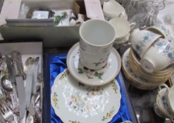 A Colclough part tea set together with glass decanters, epns,