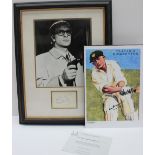 A Don Bradman signed blown up cigarette card 26 x 19cm,