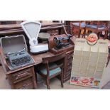 An advertising board for Super Codlivine together with a Singer sewing machine,