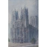 Paul Braddon York Minster Watercolour Together with a print of the interior of York Minster