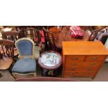 A modern pine chest of drawers together with a Jack Russell side table by Danbury Mint,