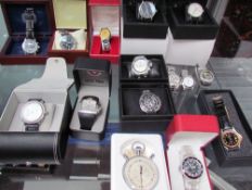 Assorted gentleman's wristwatches including Parnis, Tissot, Xen, DCT, Amadeus, Alba, Sekonda,