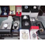 Assorted gentleman's wristwatches including Parnis, Tissot, Xen, DCT, Amadeus, Alba, Sekonda,