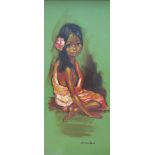 Barry Leighton-Jones A young girl seated Oil on board Signed Together with an L Warden watercolour