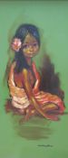 Barry Leighton-Jones A young girl seated Oil on board Signed Together with an L Warden watercolour
