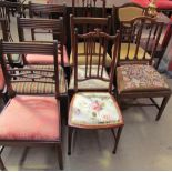 A set of three 19th mahogany dining chairs together with three bedroom chairs,
