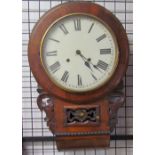 A Victorian rosewood drop dial wall clock,