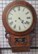 A Victorian rosewood drop dial wall clock,