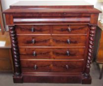 A large Victorian mahogany chest of drawers with a frieze drawer,