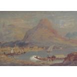 T Mann Jones A continental lake scene Watercolour Together with a companion ***PLEASE NOTE THAT