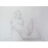 Mary Ann Evans Erotic female nude Pencil sketch Together with a companion,