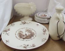 A Wedgwood Moonstone shell vase together with plates etc