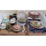 Assorted collectors plates, a miniature Masons part tea set,