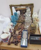 A Rosenthal Versace glass bottle stopper together with decanters, mugs, mirror,