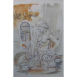 20th Century Indian School Figures in an interior Watercolour Together with a still life and