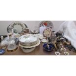 Assorted pottery and moulded ducks together with a Nao figure, photograph frames,