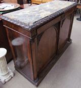 A Victorian rosewood side cabinet with a variegated top above two drawers and two cupboards on a