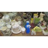 Part tea sets together with Yardley English Lavender dishes, pottery jugs,