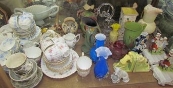 Part tea sets together with Yardley English Lavender dishes, pottery jugs,