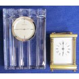 A French brass carriage timepiece together with a Waterford Marquis mantle clock ***TO BE