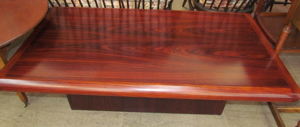 A rectangular rosewood coffee table together with a circular coffee table, - Image 2 of 2