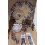 Kennedy Space centre key rings together with a part tea set, blue and white meat plate,