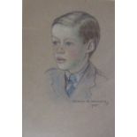 Gordon R Archibold Head and shoulders portrait of a young boy Pastels Signed and dated