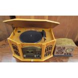 A Steepletone radio, together with a record player (Sold as seen,