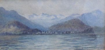 Emily Warren A lake scene Watercolour Signed Together with a collection of watercolours by H. S.