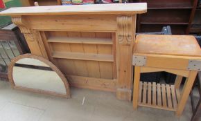 A Pine butchers block together with a pine fire surround,